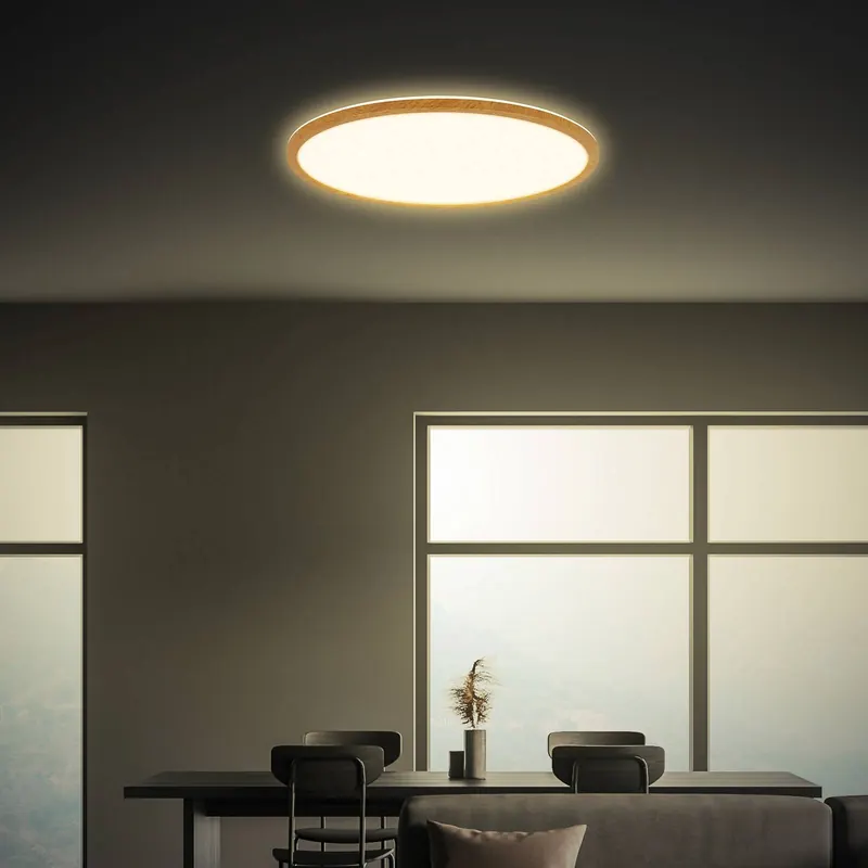 Lampa sufitowa LED Tava Wood, Ø 42 cm, tworzywo sztuczne, 3000 K