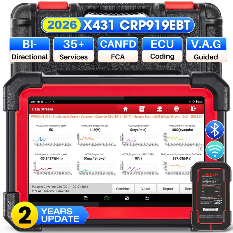 2026 LAUNCH X431 CRP919E BT Polskie narzędzia diagnostyczne samochodowe CAN FD DOIP WSZYSTKIE SYSTEMY KODOWANIE ECU Aktywny test 35 resetów Skaner DBScar VII OBD