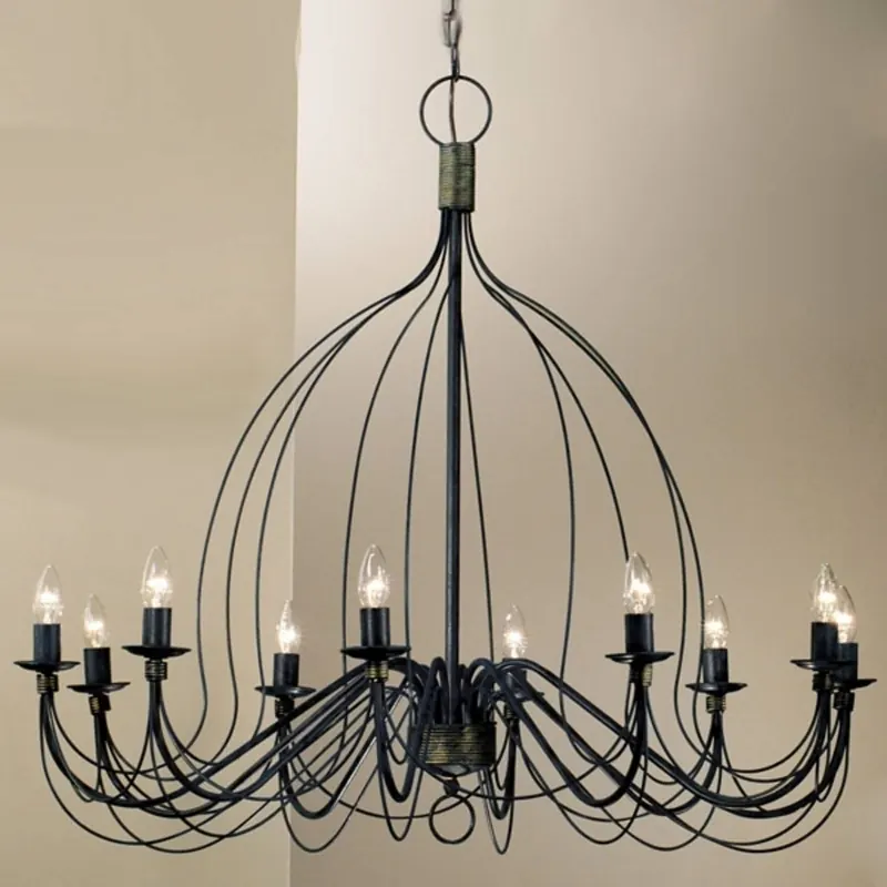 Żyrandol Filo, 10-punktowa, niebiesko-czarna, metal, Ø 100 cm