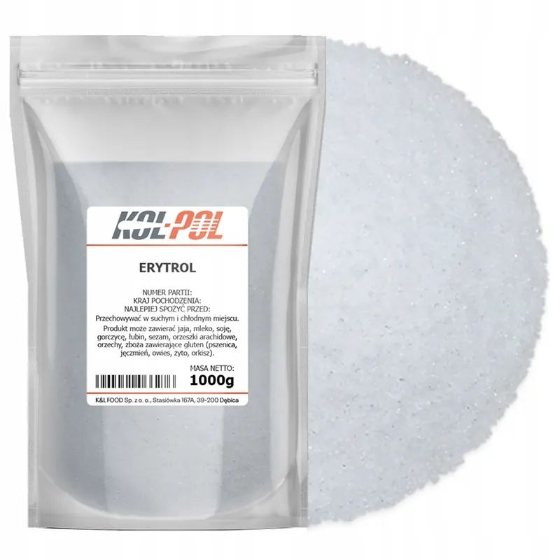 Erytrol 1kg Erytrytol Naturalny słodzik Bez kalorii Zamiennik cukru Kol-Pol