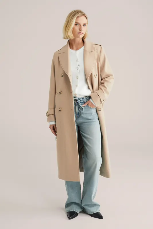 We Fashion Coat Beige Maat: 42 | Trenchcoats Outlet | Dames | Beige