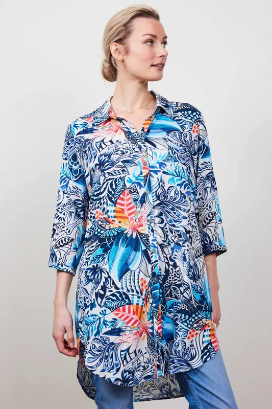 DIDI Tuniek Jolie In Offwhite With Azur Fusion Print Maat: 44 | Blousejurken Outlet | Dames | Blauw