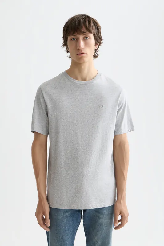 Scotch & Soda Nos Chest Logo Regular-fit T-shirt Grey Melange Maat: L | Basic T-Shirts Outlet | Heren | Grijs