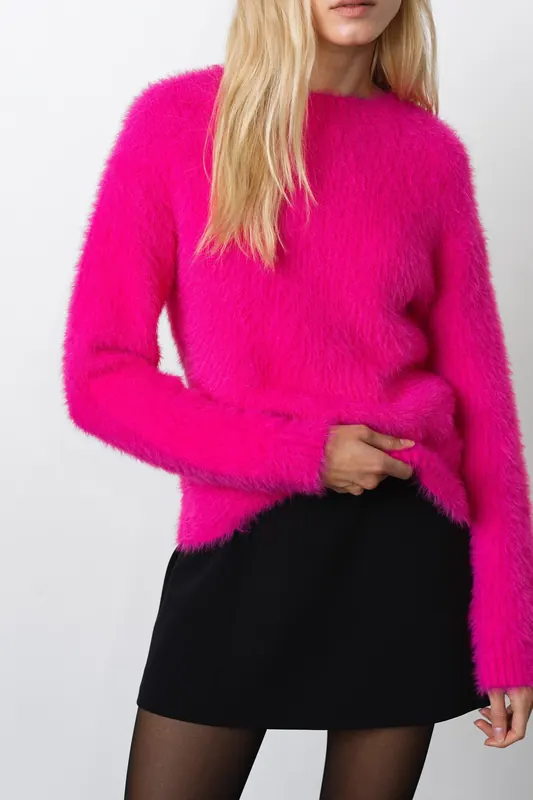French Connection Lucile Mock Neck Jumper Fluro Pink Maat: XL | Longsleeves Outlet | Dames | Roze