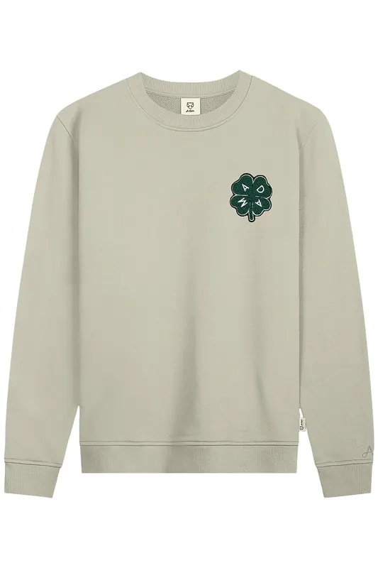 A-DAM Sweatshirt Green Lucky Clover Ficus Maat: S | Sweaters Outlet | Heren | Grijs