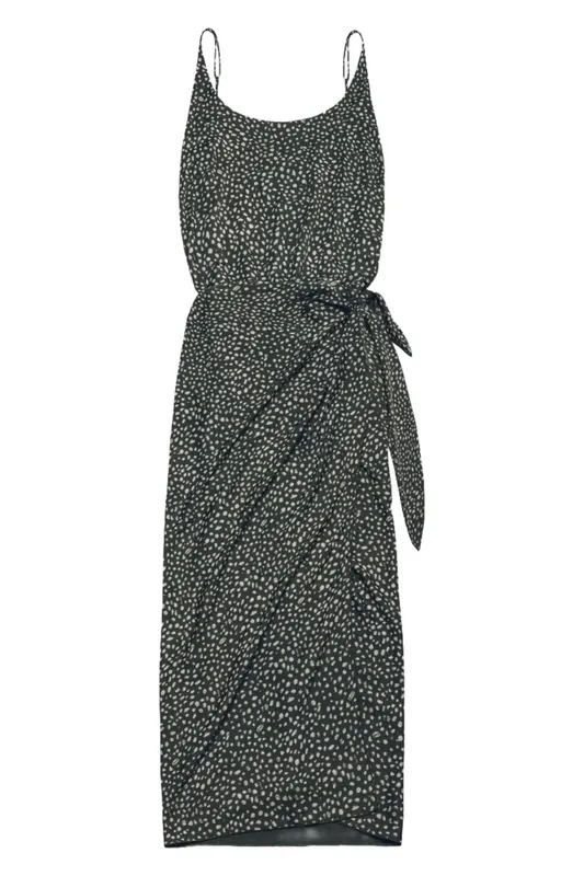 Mikuta The Green Dotted Long Knotted Dress Green Maat: M | Midi Jurken Outlet | Dames | Groen