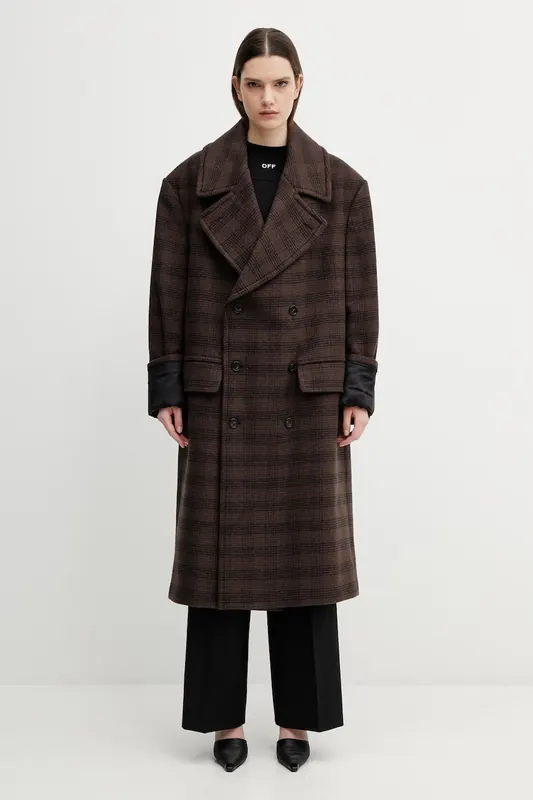 MM6 Maison Margiela płaszcz z dodatkiem wełny