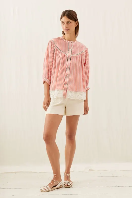 Louise Misha Shirt Livie Strawberry Stripes Maat: 34 | Blouses Outlet | Dames | Blauw