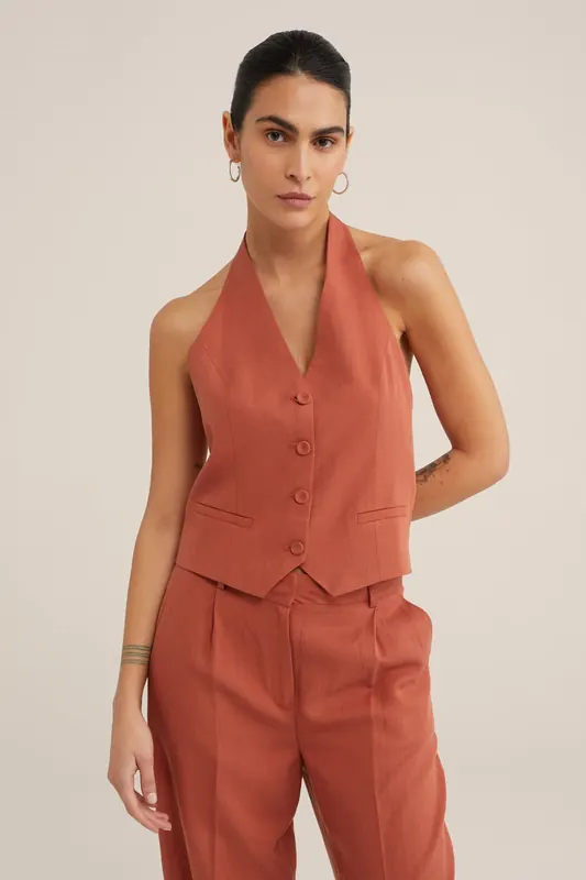 We Fashion Waistcoat Rust Brown Maat: 42 | Gilets Outlet | Dames | Bruin