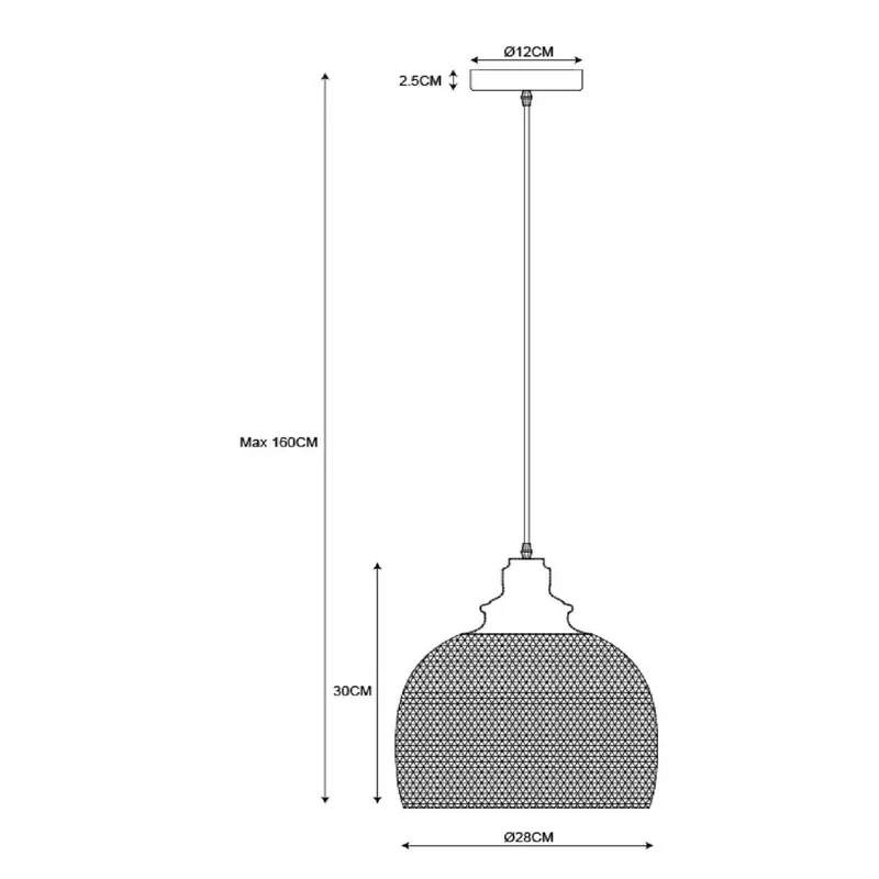 Lampa wisząca Mesh, 1-punktowa, czarna, Ø 28 cm