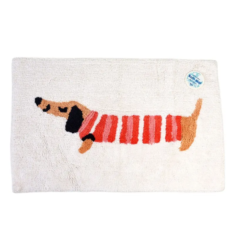 Czerwono-biały dywanik łazienkowy 52,5x83 cm Sausage Dog – Rex London