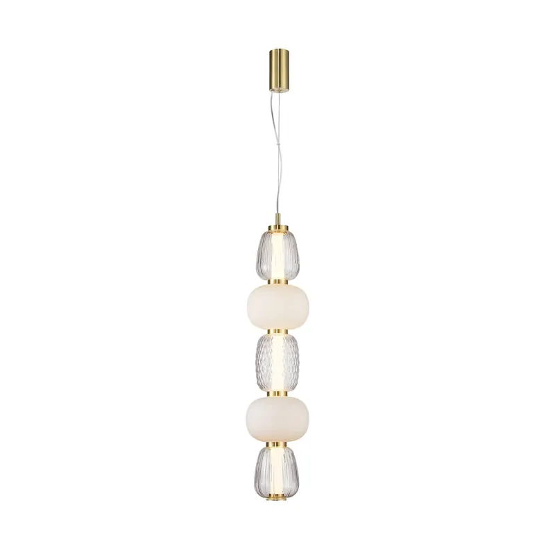LOOM DESIGN żyrandol LED Pearl 5 bursztynowo-złota szkło wysokość 78 cm