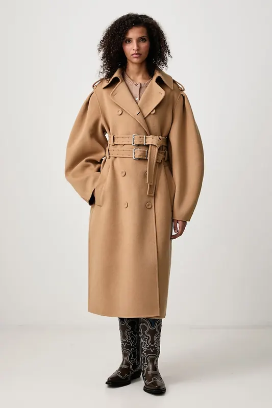 GANNI  Splittable Trench płaszcz wełniany damski