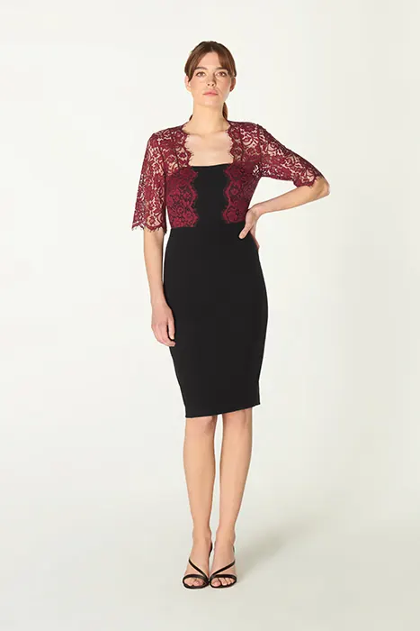LK Bennett Dr Hou Lace Bodice Dress Rose Maat: 42 | Midi Jurken Outlet | Dames | Zwart