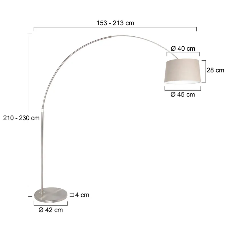 Lampa podłogowa łukowa Sparkled Light srebrna/błotnista, wysokość 240 cm