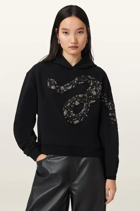 AllSaints Alenka Pippa Hoody Black Maat: L | Hoodies Outlet | Dames | Zwart