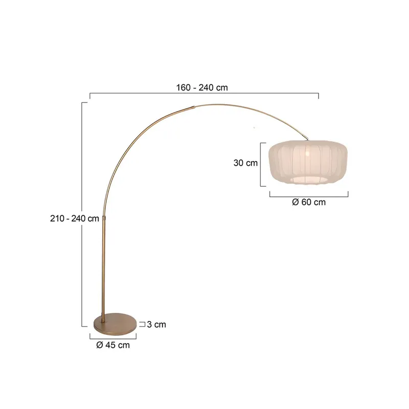 Lampa stojąca z wygiętym kloszem Sparkled Light, brąz/nylon w kolorze kremowym,
