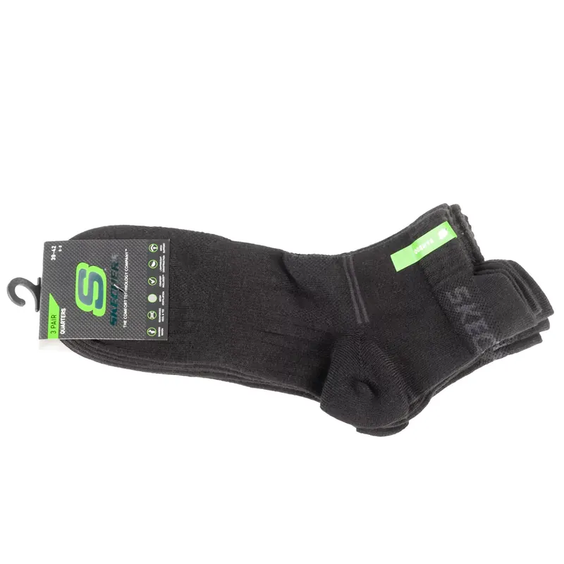 Skechers 3PPK Bamboo Mesh Quarter Socks SK42056-9999, Unisex, Czarne, skarpetki, wiskoza, rozmiar: 35-38