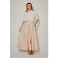 Odd Muse Satin Skirt Cream Maat: XXS | Maxi Rokken Outlet | Dames | Beige