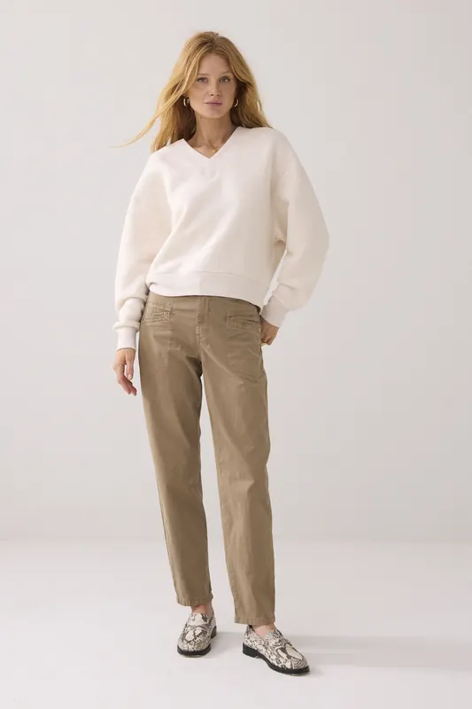 Summum Woman Tapered Aurora Stretch Twill Funghi Maat: 36 | Chino's Outlet | Dames | Beige