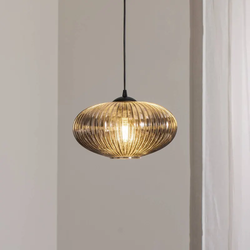 Lampa do jadalni Coco, Ø 30 cm, czarny/dymny szary, szkło