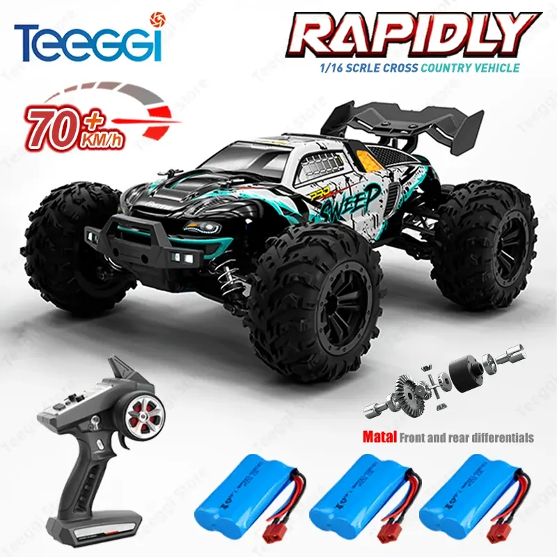 Teeggi 16101 /16102 PRO 1:16 Szybki samochód RC z oświetleniem LED Drift 70KM/H 4WD RC Samochód terenowy Monster Truck Zabawka na prezenty dla dzieci