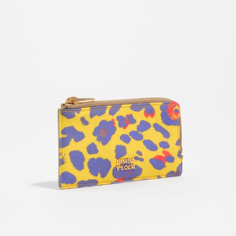 Etui na karty-portmonetka nylon Leopard nasycona żółć
