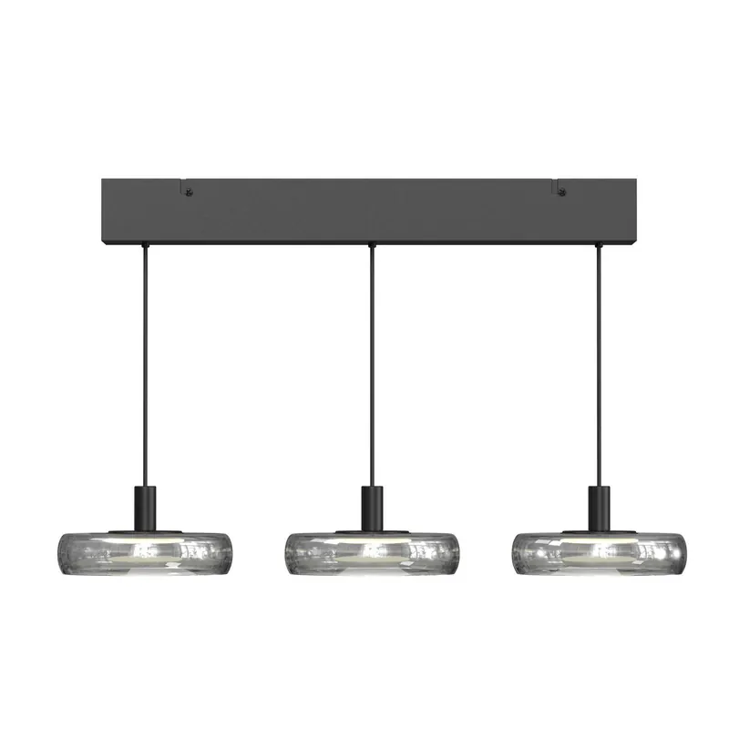 Żyrandol LED FLOAT, szaro-czarna, 3-punktowa, 68 cm, szkło/metal