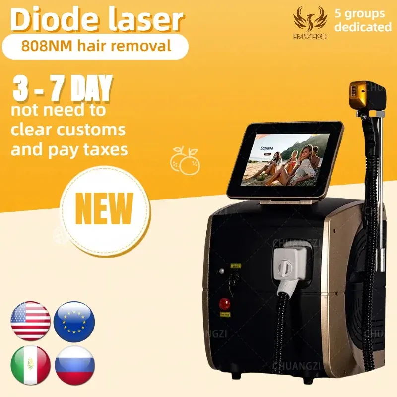 Profesjonalny laser diodowy do depilacji Ice Titanium 808nm, 3 długości fali, bezbolesna i trwała depilacja laserowa 755 808 1064