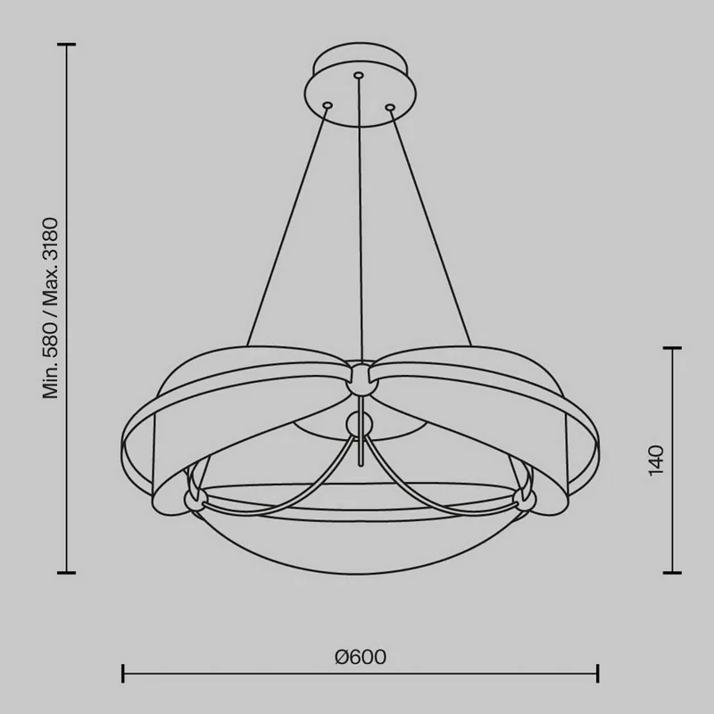 Lampa wisząca Maytoni LED Breeze, Ø 60 cm, mosiądz/przezroczysty, akryl
