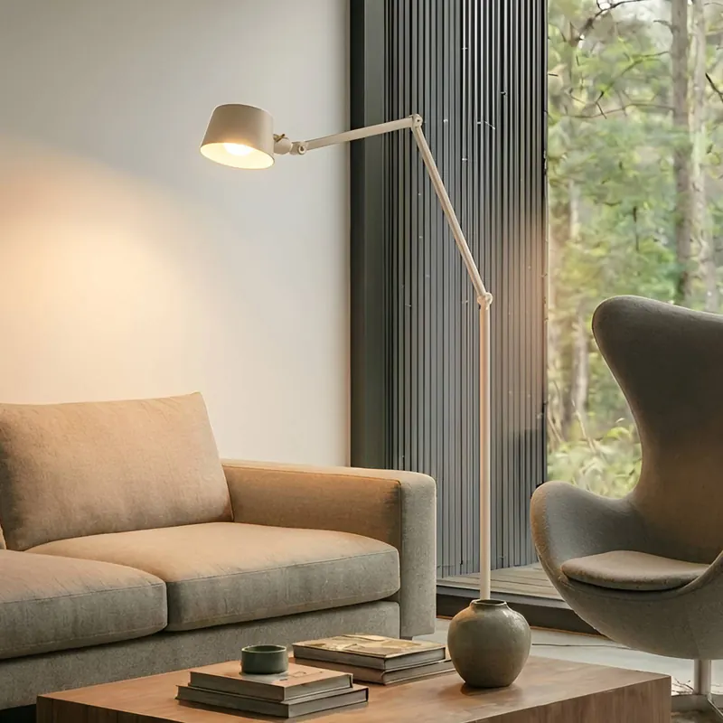 Lucande Lampa stojąca Silka, 216 cm, beżowa, regulowana, E27
