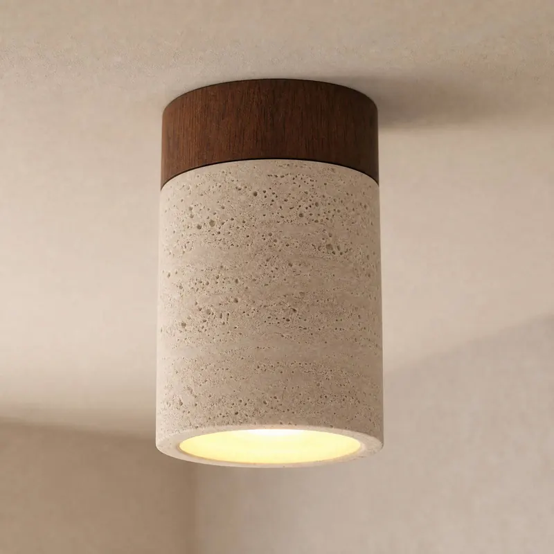 Lampa sufitowa Lucande Carlotta, średnica 12 cm, beżowa, beton, E27