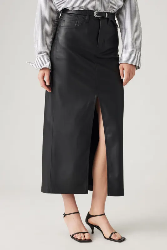 Levi's Ankle Column Skirt Fl Leather Night Maat: W26 | Leren rokken Outlet | Dames | Zwart