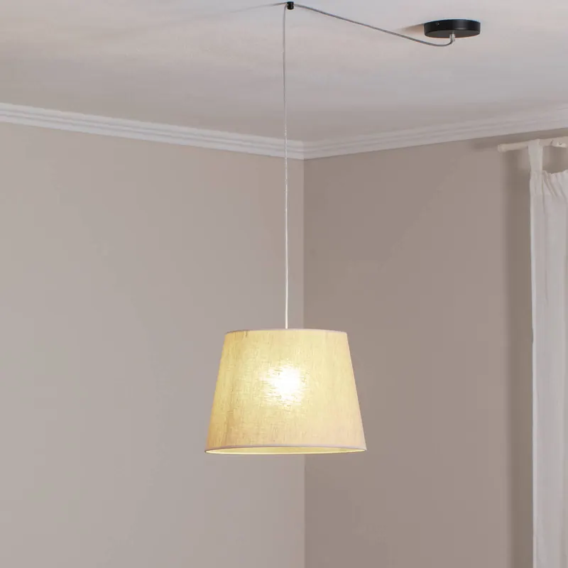 Lampa wisząca Ascot, beżowa, Ø 38 cm, tkanina, zdecentralizowana