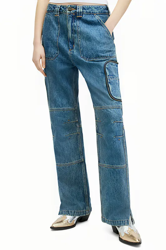 AllSaints Florence Cargo Trous Vintage Indigo Maat: 10 | Straight Jeans Outlet | Dames | Blauw