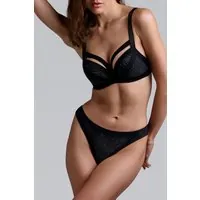 Marlies Dekkers Wing Power Black And Grey Thong Maat: XS | Slipjes Outlet | Dames | Zwart