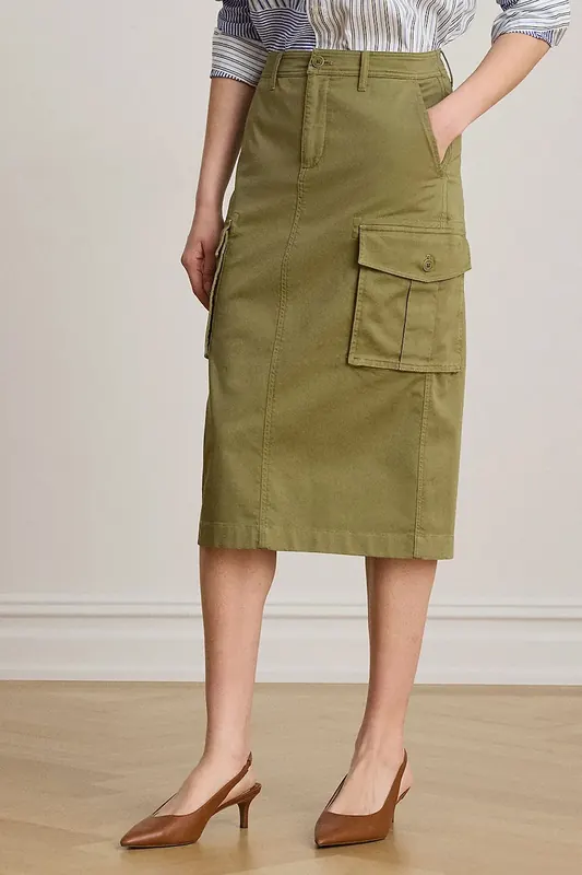 Lauren Ralph Lauren spódnica ołówkowa bawełniana z elastanem