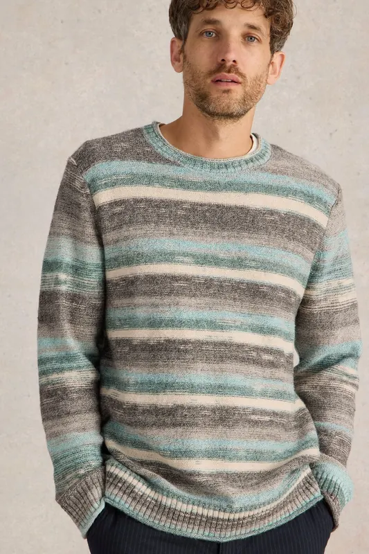 White Stuff Spacedye Knitted Jumper Blue Multi Maat: XXL | Sweaters Outlet | Heren | Blauw