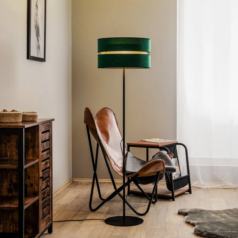 Lampa stojąca Duo, zielono-złota, Ø 40 cm, 1-punktowa
