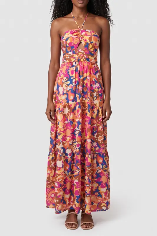 BA&SH Long Dress Rose Maat: S | Maxi Jurken Outlet | Dames | Oranje