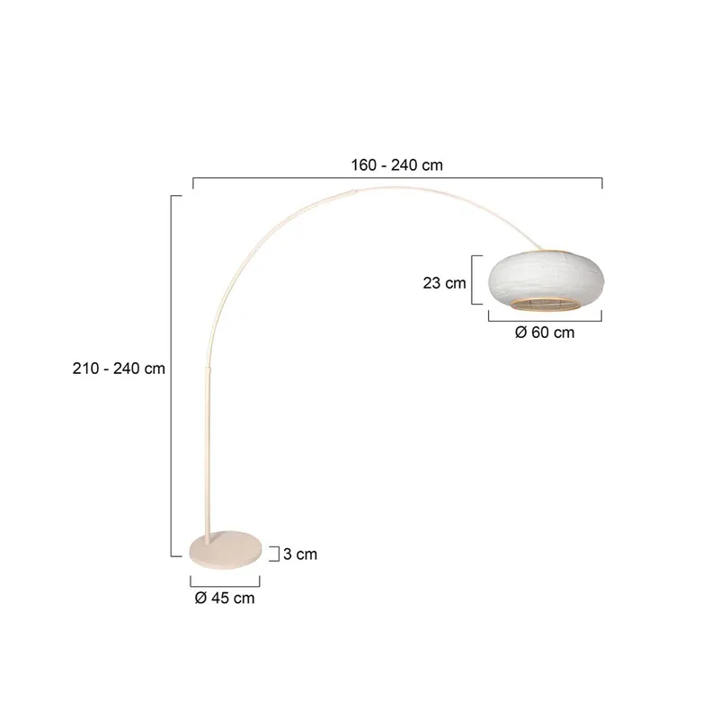 Lampa stojąca Sparkled Light w kolorze kremowym/szarym lenie, 240 cm