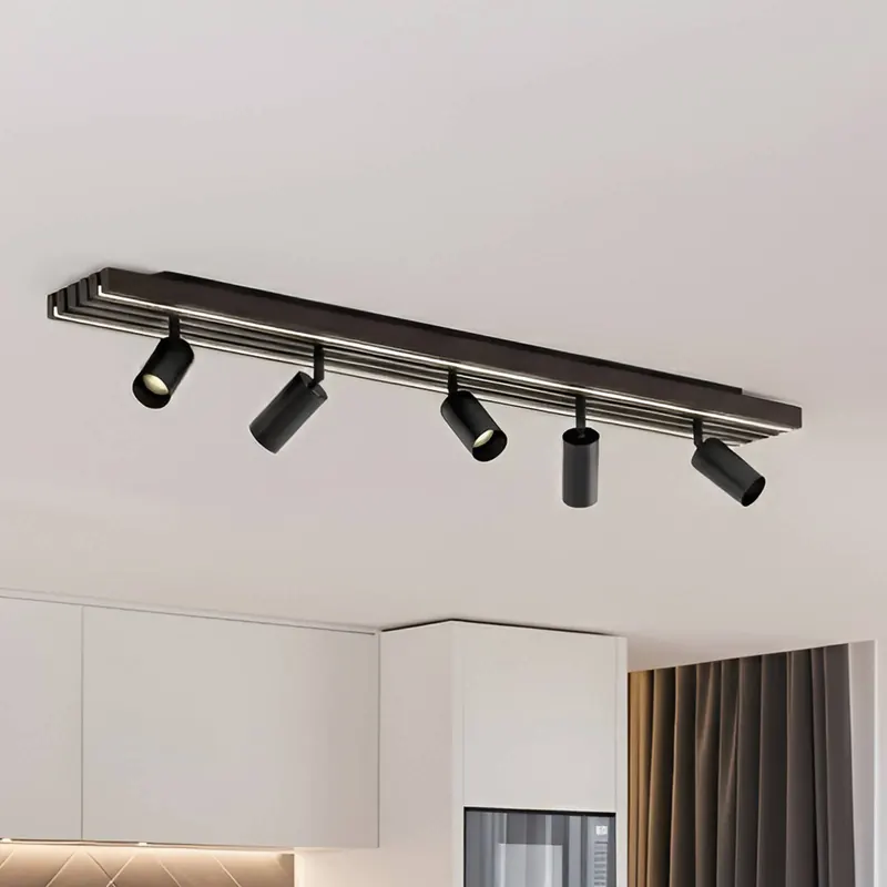 Lucande Reflektor sufitowy LED Tiron, 5-punktowy, 100 cm, dąb