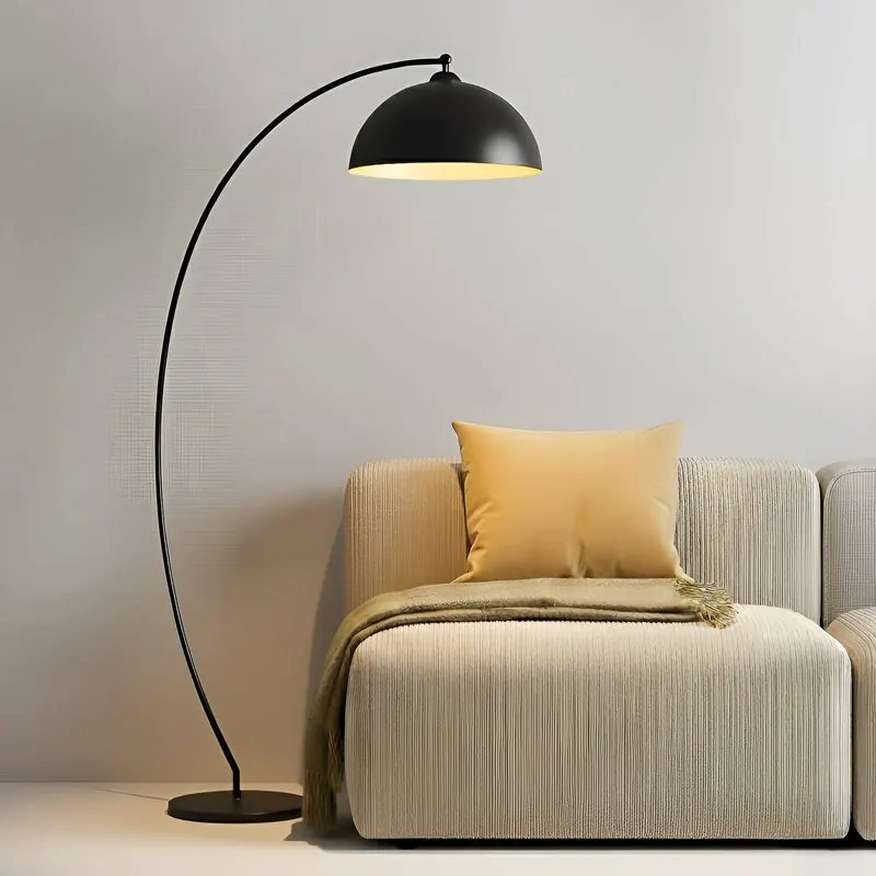 Lampa łukowa Lindby Jonera, czarna, metal, E27, wysokość 185cm