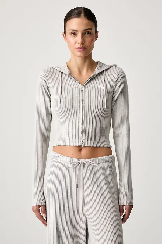 Puma  Essentials Ribbed bluza rozpinana z kapturem damska