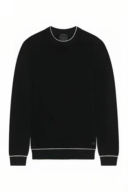 Lyle & Scott Black Eagle Texture Knit Crew Neck Jet Black Maat: S | Sweaters Outlet | Heren | Zwart