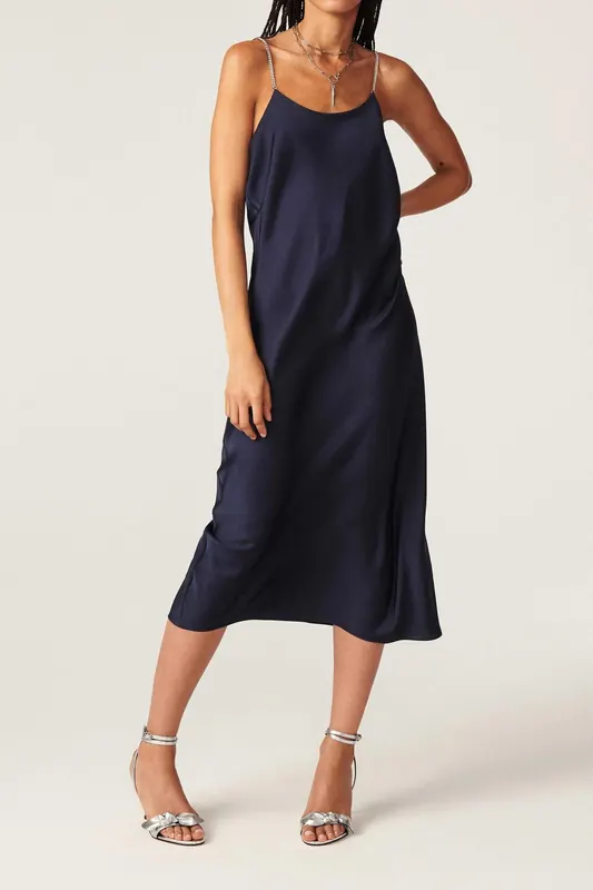 BA&SH Mid-length Dress Blue Nuit Maat: S | Midi Jurken Outlet | Dames | Blauw