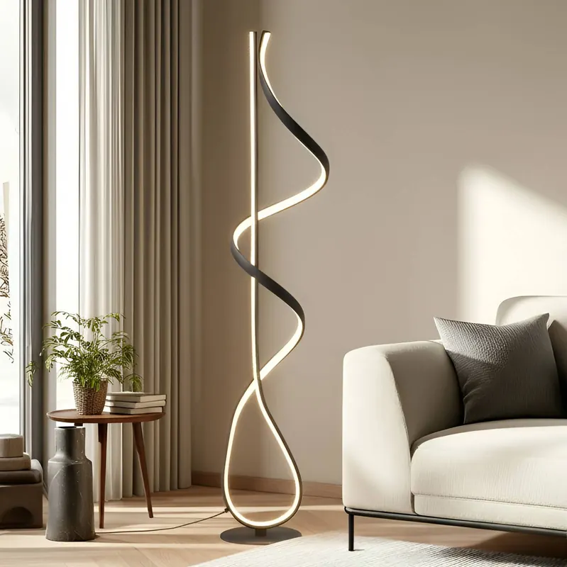 Lampa stojąca LED Rodado Lucande, czarna, 132 cm, aluminium