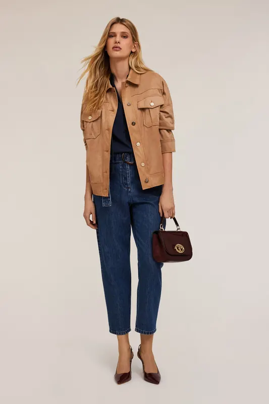 Motivi Balloon Fit Jeans With Lyocell Blend Belt Blue Maat: 42 | Broeken Outlet | Dames | Blauw