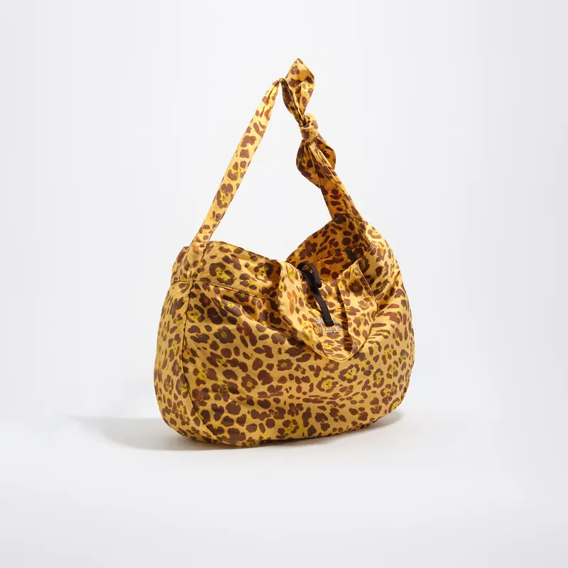Torba shopper nylon Leopard żółta
