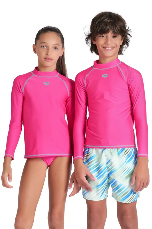 Arena Unisex Jr Rash Vest L/s Graphic Freak Rose Maat: 14-15 | Badmode Outlet | kids | Roze